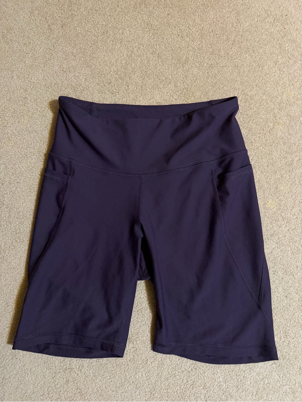 Old Navy Navy Powersoft 8 inch High-Waist Bike Shorts with Side Pockets